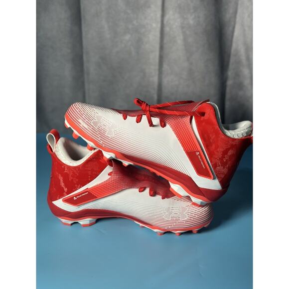 Under Armour Mens UA Highlight Hammer MC Football Cleats 3025085-100 Red White - Picture 5 of 6